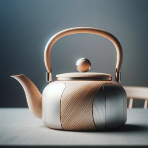 Teekanne eines Designers auf einem Tisch 